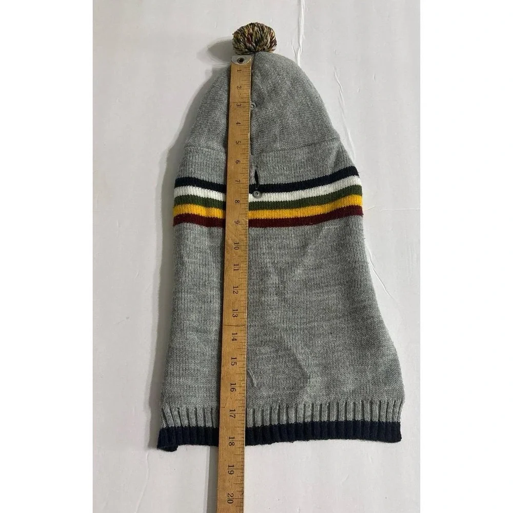 Dog Knit Hooded Sweater (Small) Gray with Stripes.
